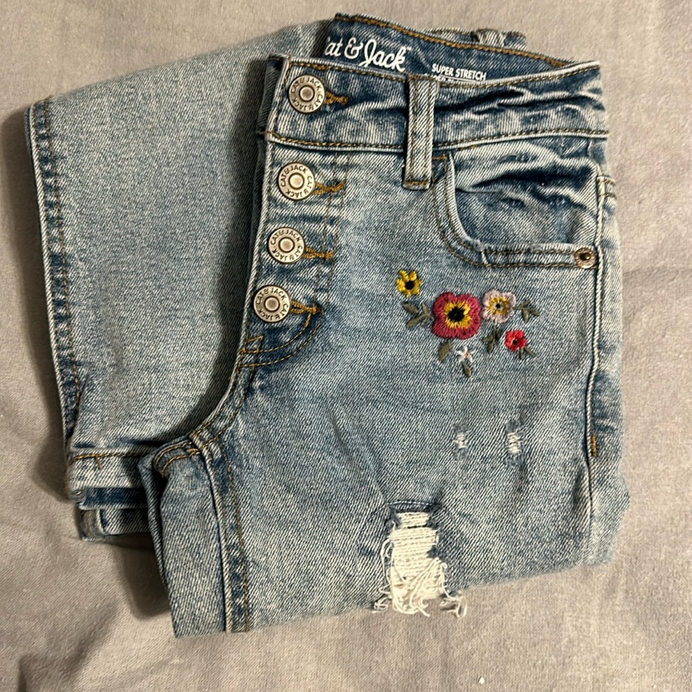 Cat &Jack size 7 girls jeans with flowers